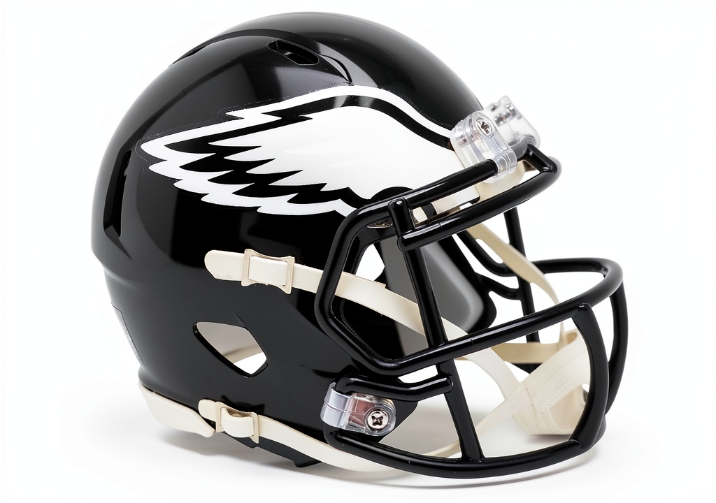 Child wearing Riddell Mini Football Helmet on a backyard field