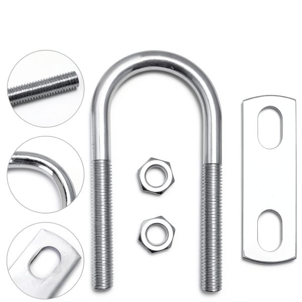 U-Bolt M8 2 inch Wide Galvanized Carbon Steel Set 2pcs by Sunliech-6