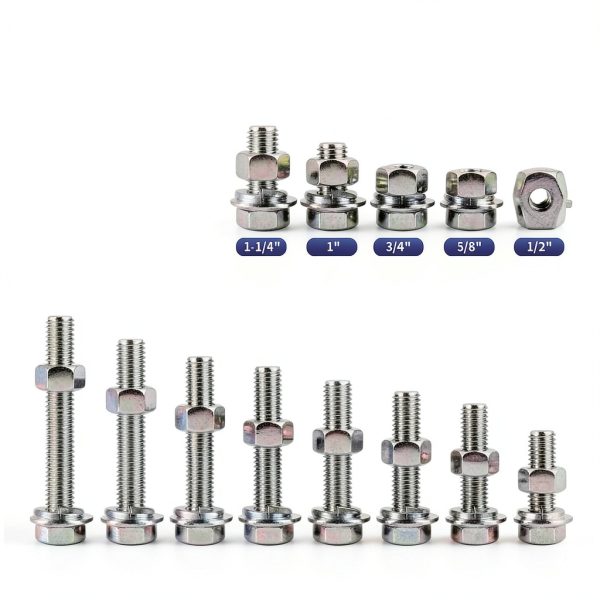 3/8-16 x 1-1/2" Hex Bolt, Nuts & Washers 20pcs Stainless Steel SG TZH-2