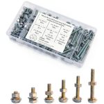 180 pcs SAE Stainless Steel Nuts and Bolts Assortment Kit, Including 6 Sizes 1/4-20 Hex Bolts,Flat Washers, Lock Washers. Packaged by Plastic Box, Made by 304 Stainless Steel-0