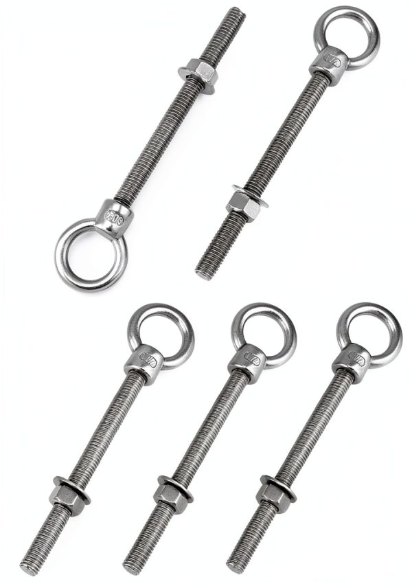QWORK Machinery Eye Bolt with Shoulder, 5 Pack 1/2"x6" Long 316 Stainless Steel Marine Grade Thread Machinery Shoulder Lifting Ring Eye Bolts-6