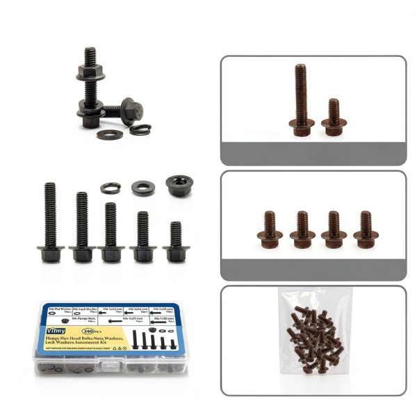 M6-1.0 Bolt Flange Head Kit 240 Pack by Vifmy Full Thread Alloy Steel-6