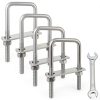 4 Sets M8 Square U-Bolts,u-Bolts 2 inch Wide,304 Stainless Steel Square u-Bolts,with Nuts,Bolt Plate and washers(4, M8 x 50mm x 100mm)-0