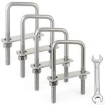 4 Sets M8 Square U-Bolts,u-Bolts 2 inch Wide,304 Stainless Steel Square u-Bolts,with Nuts,Bolt Plate and washers(4, M8 x 50mm x 100mm)-0