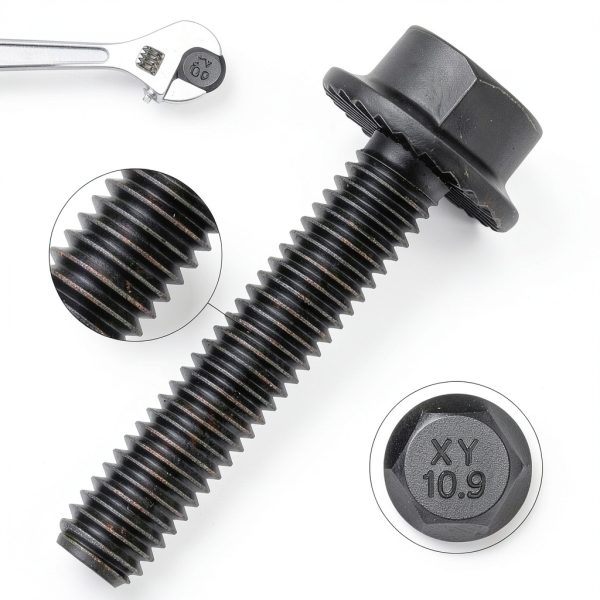 M8-1.25 x 20mm Flanged Hex Head Bolts,External Flange Hex Drive Screws,Class 10.9 Black Zinc Plated,Alloy Steel,Full Coarse Thread,Pump,Fix Car,DIY Project(25Pcs)-2