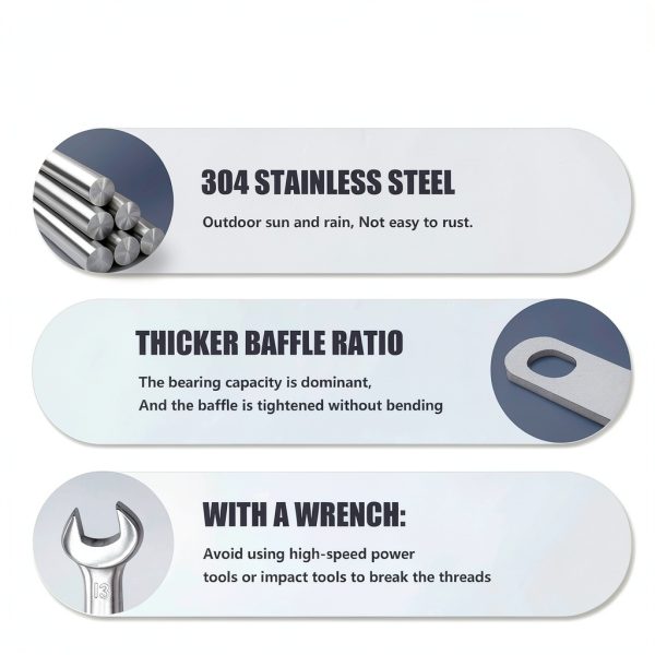4 Sets M8 Square U-Bolts,u-Bolts 2 inch Wide,304 Stainless Steel Square u-Bolts,with Nuts,Bolt Plate and washers(4, M8 x 50mm x 100mm)-3