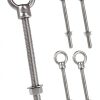 QWORK Machinery Eye Bolt with Shoulder, 5 Pack 1/2"x6" Long 316 Stainless Steel Marine Grade Thread Machinery Shoulder Lifting Ring Eye Bolts-0
