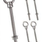 QWORK Machinery Eye Bolt with Shoulder, 5 Pack 1/2"x6" Long 316 Stainless Steel Marine Grade Thread Machinery Shoulder Lifting Ring Eye Bolts-0