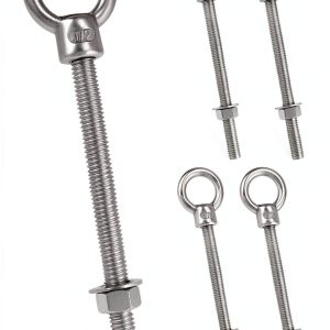 QWORK Machinery Eye Bolt with Shoulder, 5 Pack 1/2"x6" Long 316 Stainless Steel Marine Grade Thread Machinery Shoulder Lifting Ring Eye Bolts-0