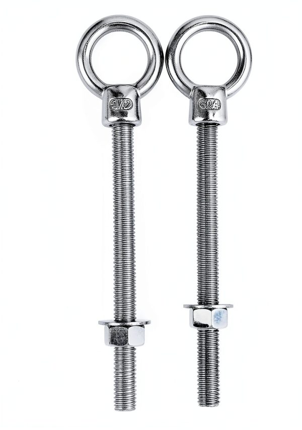 QWORK Machinery Eye Bolt with Shoulder, 5 Pack 1/2"x6" Long 316 Stainless Steel Marine Grade Thread Machinery Shoulder Lifting Ring Eye Bolts-1