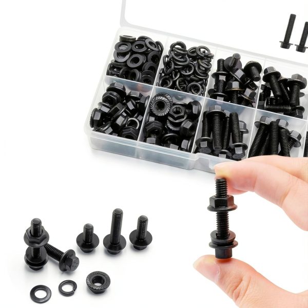 M6-1.0 Bolt Flange Head Kit 240 Pack by Vifmy Full Thread Alloy Steel-4